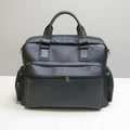 Jet black cow leather travel bag 