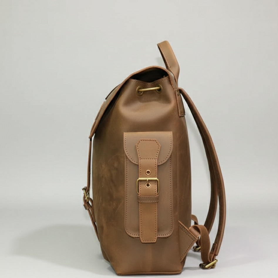 crrazy leather backpack Crazy Horse Full-Grain Cowhide Leather Smart Backpack | Vintage