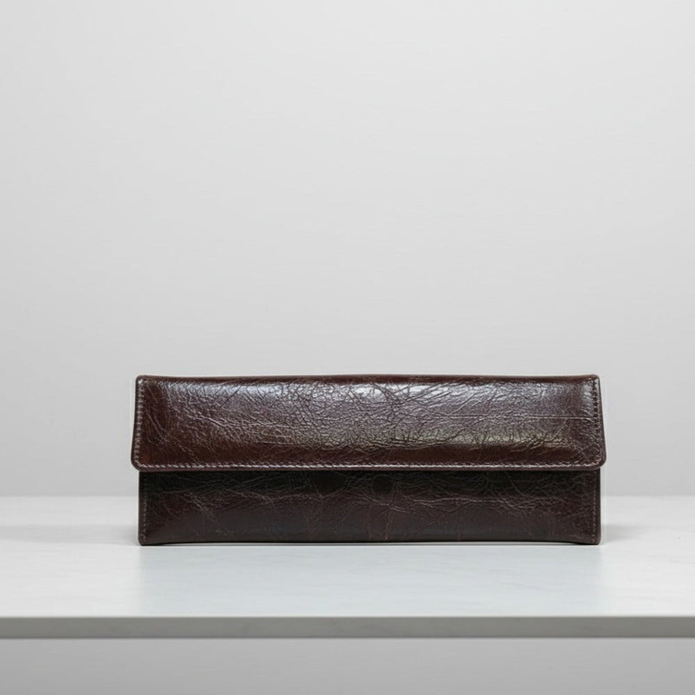 Leather clutch with belt strap