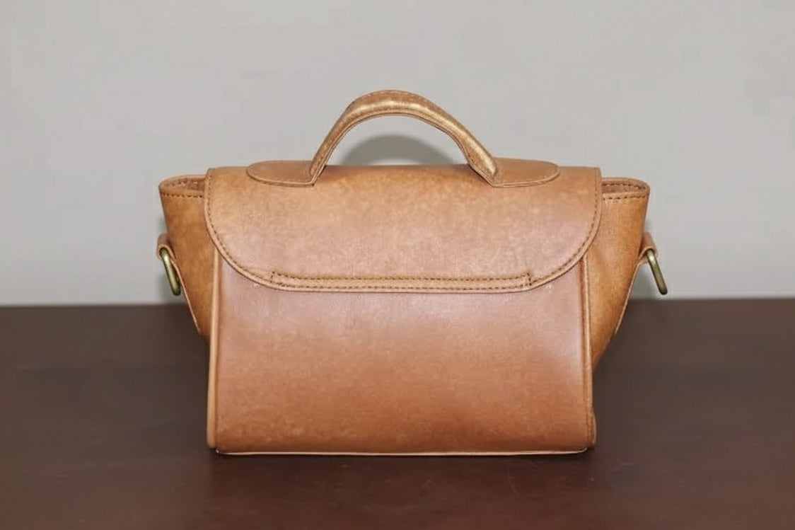 Pure cow leather texture detail of flap bag