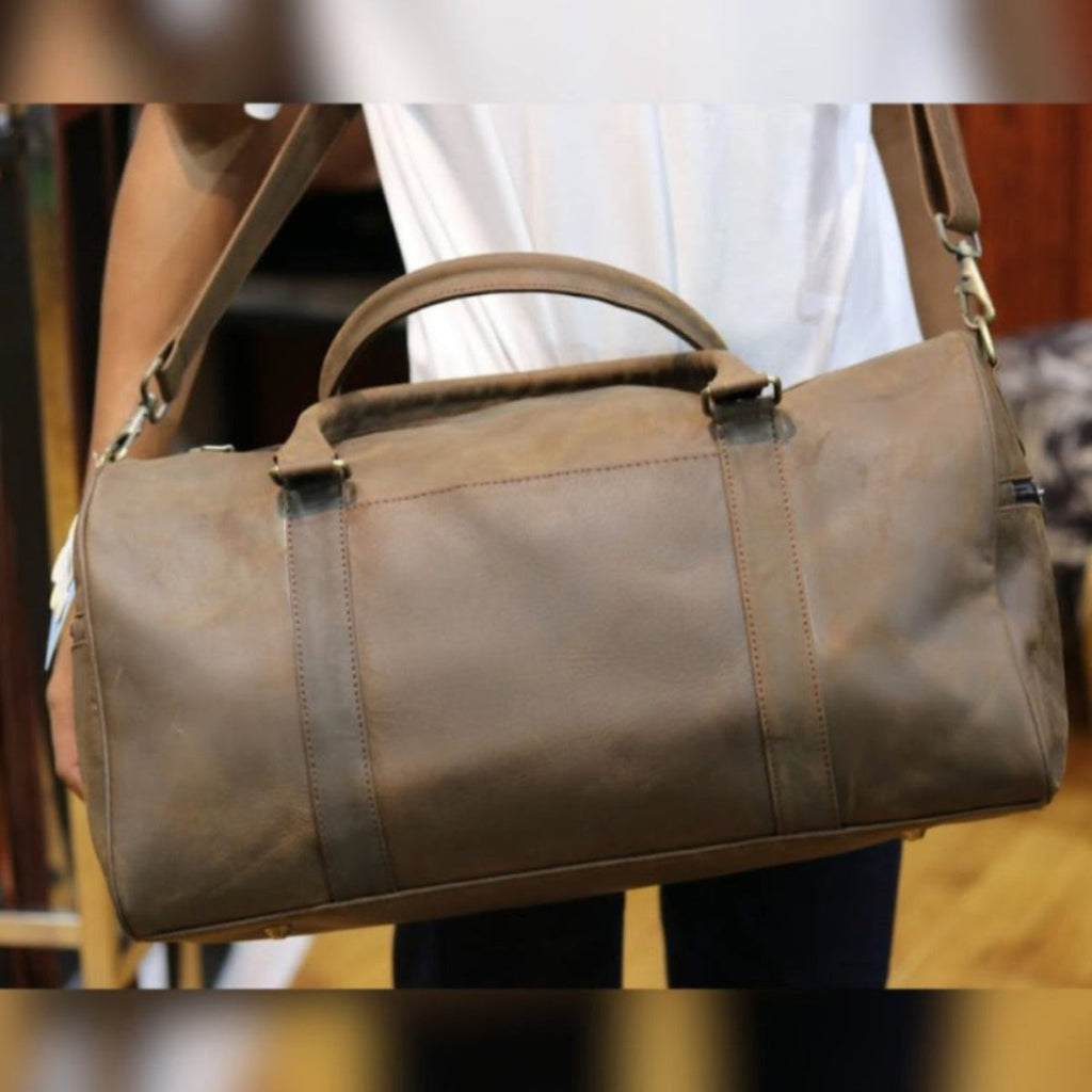 Vintage Crazy Horse Full-Grain Cowhide Leather Duffle Bag | 18" | Weekend Travel Bag