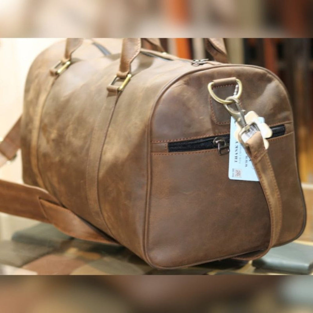 Vintage Crazy Horse Full-Grain Cowhide Leather Duffle Bag | 18" | Weekend Travel Bag