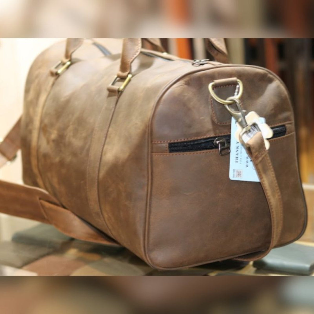 Vintage Crazy Horse Full-Grain Cowhide Leather Duffle Bag | 18" | Weekend Travel Bag