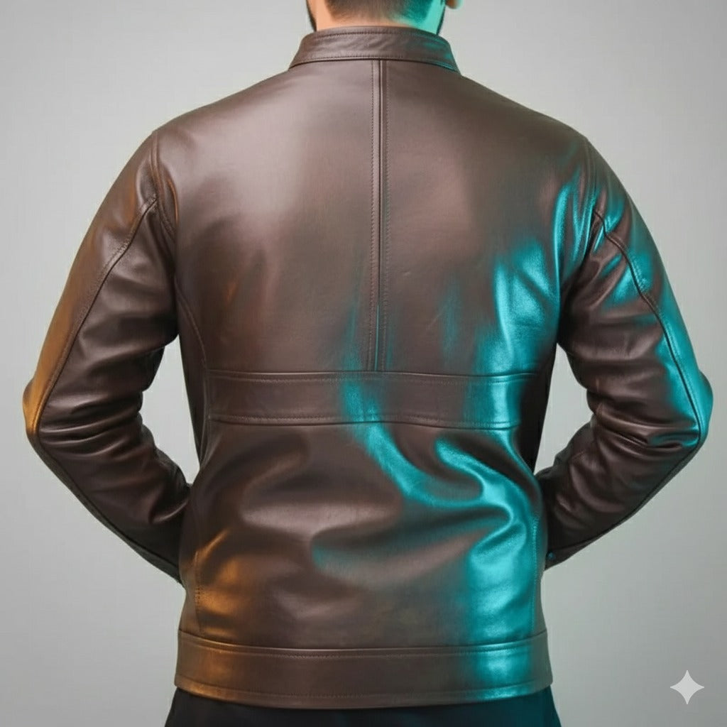 Men's Eagle Terry Brown Full-Grain Lambskin Jacket | Quilted Lining | YKK Zippers