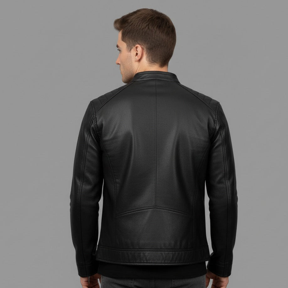 Men's Eagle Black Full-Grain Lambskin Jacket | Vegetable-Tanned | YKK Zippers | 4 Pockets