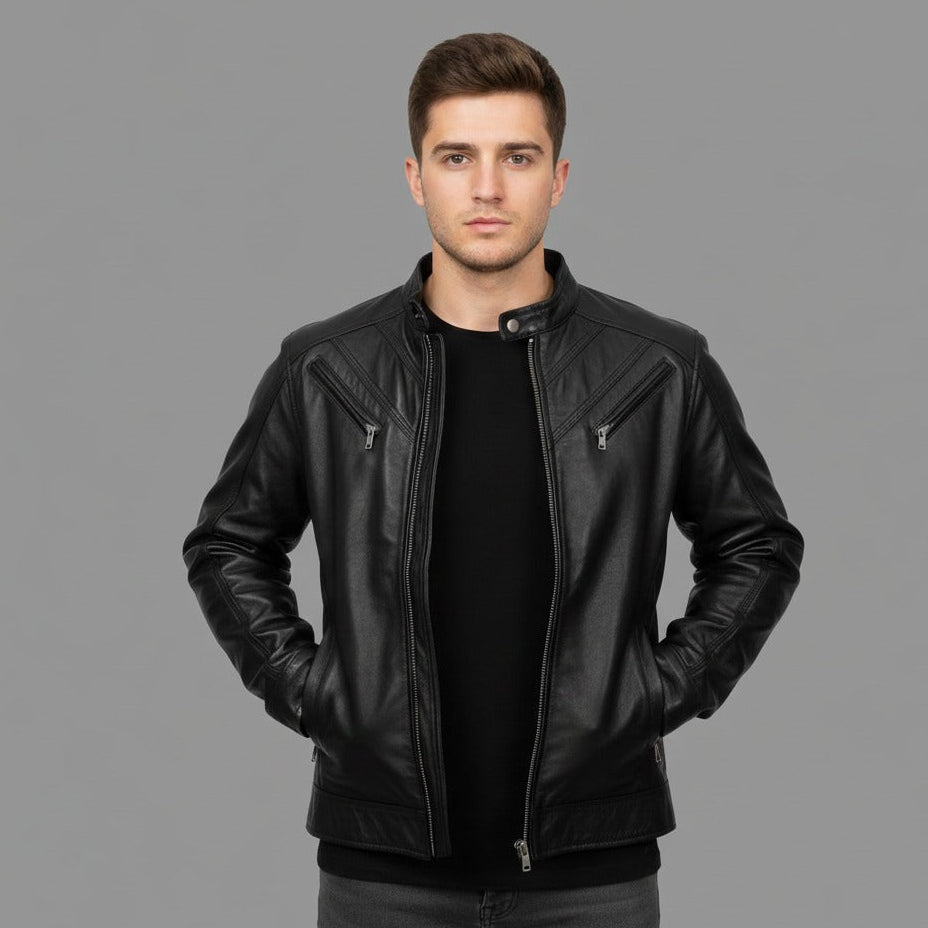 Men's Eagle Black Full-Grain Lambskin Jacket | Vegetable-Tanned