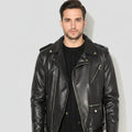 Furry biker jacket in black