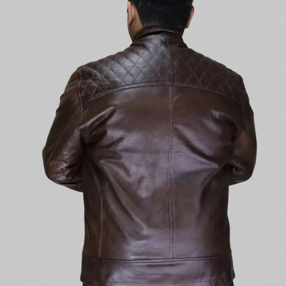 Men's Terry Brown Lambskin Aviator Biker Jacket | Shearling Collar | Winter Warmth
